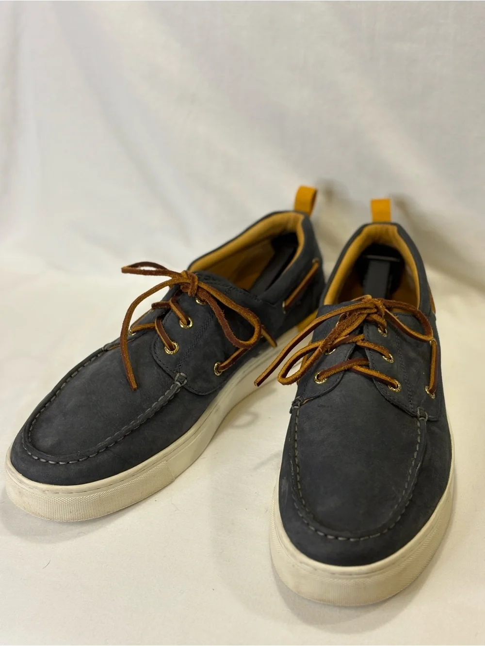 Sperry Top Sider Gold Cup Blue/Gray Suede Boat Shoes w/Brown Laces SZ 12 $200